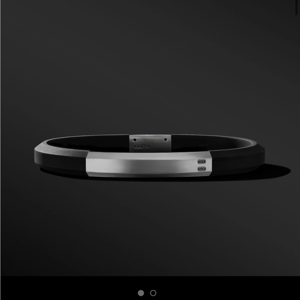 STREAMLINE® ID BLACK RUBBER BRACELET WITH STERLING SILVER